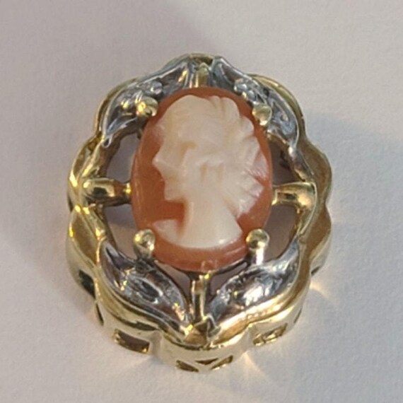 Vintage Richard Klein 10K Yellow Gold Oval Cameo Slide Charm
