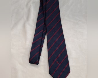 vintage Christian Dior Cravate rayée bleu marine et rouge à logo