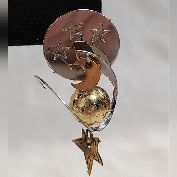 Two Tone Celestial Dangle Earrings - image 3