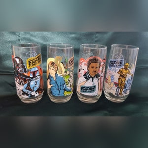 Vintage Burger King Star Wars Promotional Drinking Glasses 1980 Complete Set (4)