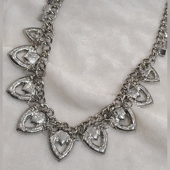 Silver Tone Rhinestone Statement Necklace - image 3