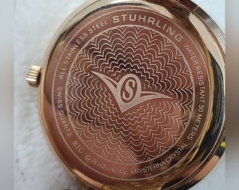 Stuhrling Original Damen Rose Gold Tone Crystal Accented Uhr