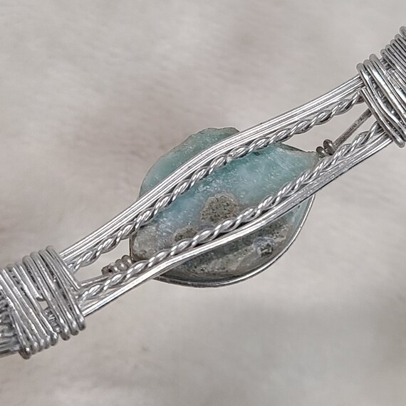 Silver Tone Larimar Bangle Bracelet - image 2