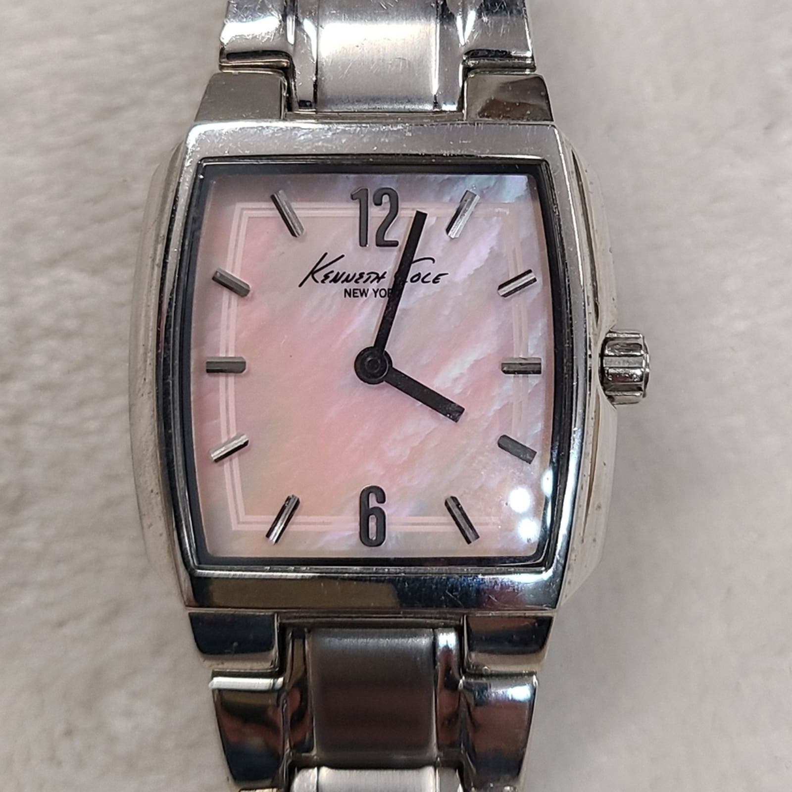 Kenneth Cole Watch Women Silver Tone Tank Pink Dial Mesh Band Kenneth Cole Watch Women Silver Tone Tank Pink Dial Mesh  main image 2