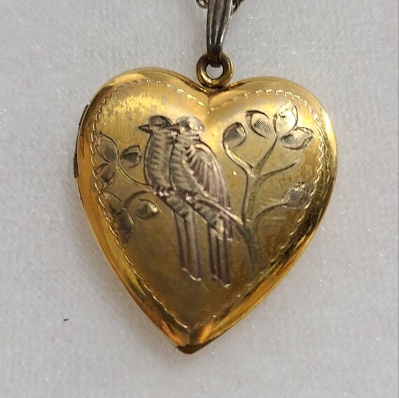 Antique Dason 12K Gold Filled Heart Shaped Bird D… - image 1