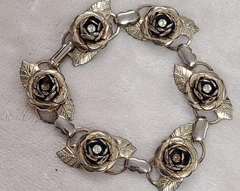 Bracelet rose vintage argenté