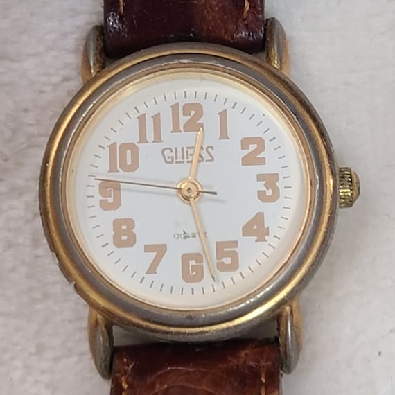 Vintage 80s Guess Women's Gold Tone Watch With Ta… - image 1