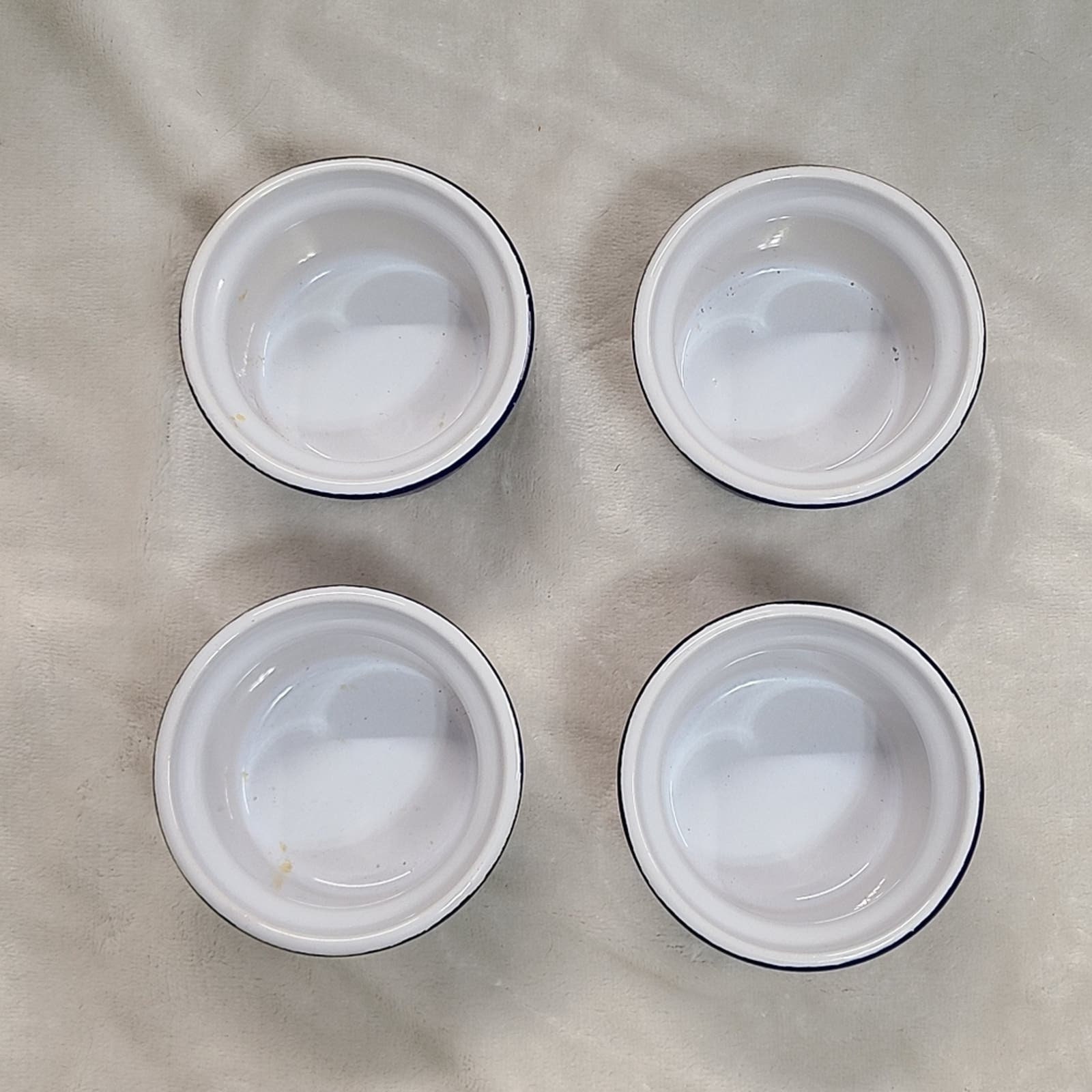 Vintage Emile Henry France Cobalt Blue Ribbed Ramekins Set of Four Etsy