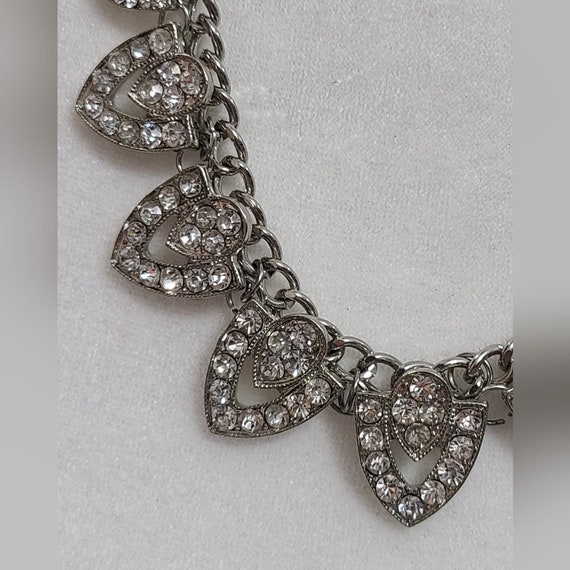 Silver Tone Rhinestone Statement Necklace - image 4