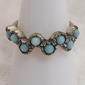 Vintage Sterling Silver Ring With Blue Stones