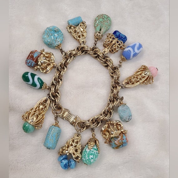 Vintage Napier Filigree Charm Bracelet - image 1