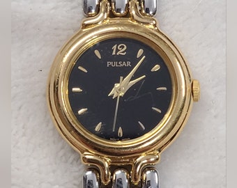 Pulsar Women&#39;s Two Tone Watch With Black Face