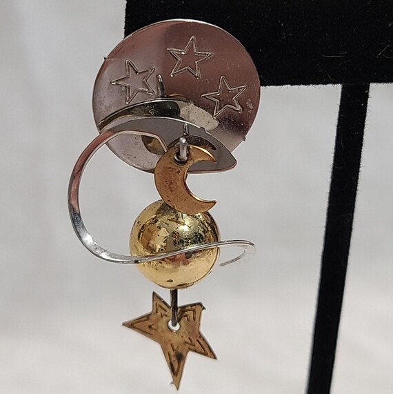 Two Tone Celestial Dangle Earrings - image 2