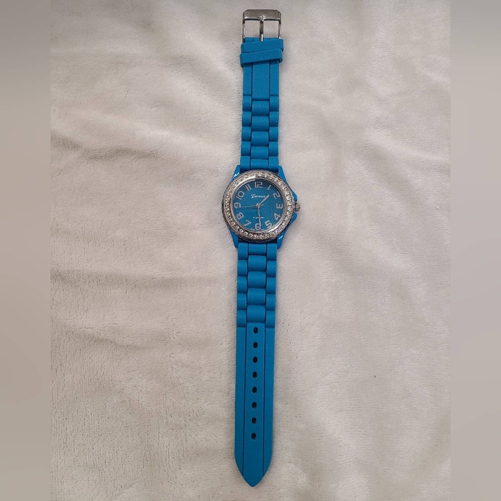 Geneva Platinum Women's Crystal Accented Blue Watch - Etsy