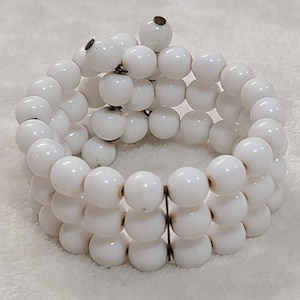 Vintage White Milk Glass Beaded Bracelet