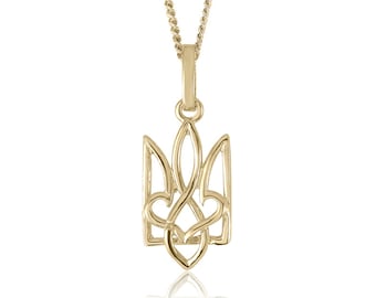Trident Pendant / 10K Yellow Gold / High Polished / 3D