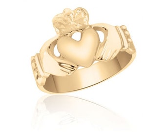 Men's Solid Gold Claddagh Ring / Men Claddagh Ring / Gold Irish Ring / Celtic Irish Ring / Claddagh Jewelry / Claddagh Gift