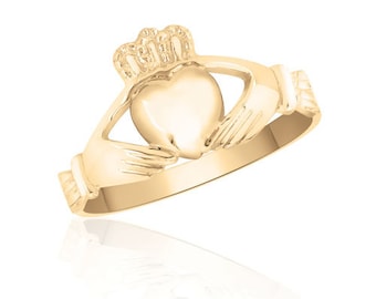 Ladies Claddagh Promise Ring - 10K Yellow Gold - Engagement - Marriage - Heritage - Engagement