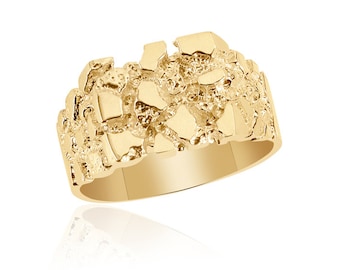Men's Nugget Ring Solid 10K Yellow Gold