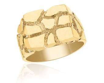 Men's Nugget Ring Solid 10K Yellow Gold