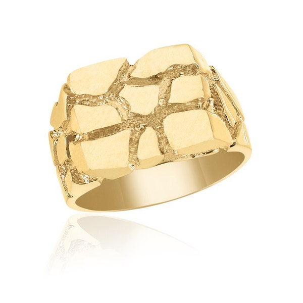 Men's Nugget Ring Solid 10K Yellow Gold