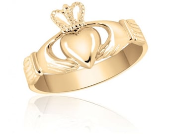 Solid Gold Claddagh Ring / Claddagh Ring / Gold Irish Ring / Celtic Irish Ring / Gold Friendship Ring / Claddagh Jewelry / High Polished