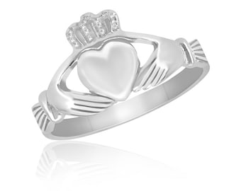 Claddagh Promise Ring - 10K White Gold - Engagement - Marriage - Heritage - Engagement