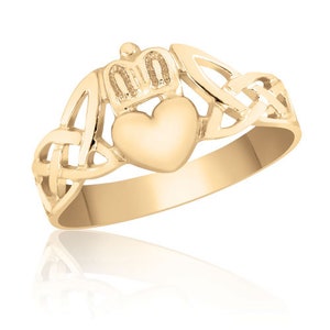 10Kイエローゴールドのケルトノットワーククラダリング - エンゲージメント - マリッジ - ヘリテージ - エンゲージメント