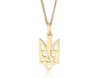 Ukraine Trident Pendant / Ukraine Pendant Necklace / Gold Trident Necklace / Ukraine Support Necklace / Gold Trident Pendant Necklace
