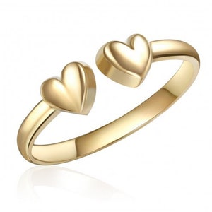 Anillo de dedo del pie en forma de corazón de oro amarillo de 10 quilates: Ajuste regulable