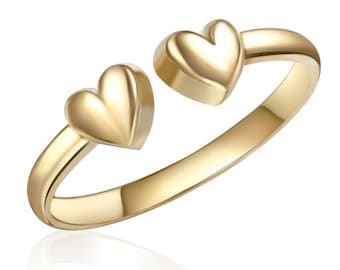 Gouden hart teenring - 10K geelgouden hart teenring
