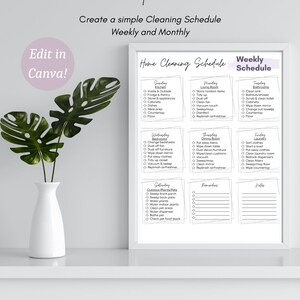 Weekly and Monthly Cleaning Schedule, Checklist, Printable, Instant download