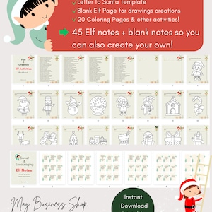 Activités de lutin de Noël | Coloriages | Activités de Noël pour les enfants | Notes d'elfe | Lettre au Père Noël | Elfe de Noël | Téléchargement instantané