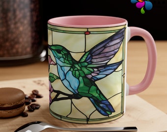 Hummingbird Stained Glass Mug: Bird Enthusiast Gift