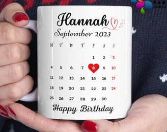 Personalised Calendar Mug, Gift for Birthday, Gift for anniversary, Gift for any occasion, Memorable Gift