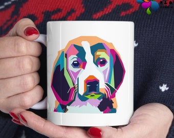 Beagle Coffee Mug, Lazy Beagle Mug, Cute Dog Lover's Ceramic Mug, Pet Lover's Gift Mug, Gift for Dog Lovers