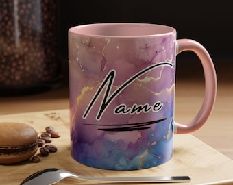 Pink Marble Mug, Personalized Coffee Cup, Custom Name Tea Mug, Gift For Her, Valentines Day Gift, Sister Mum Birthday Present