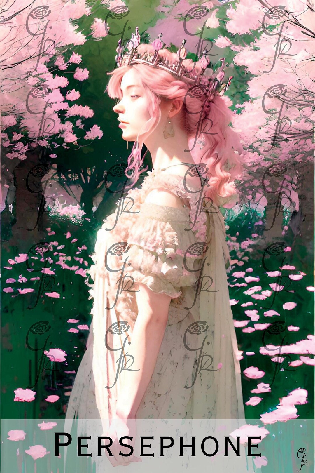 Persephone's Garden the Gift of the King of Hades Persephone Enjoying the Flowers Digital