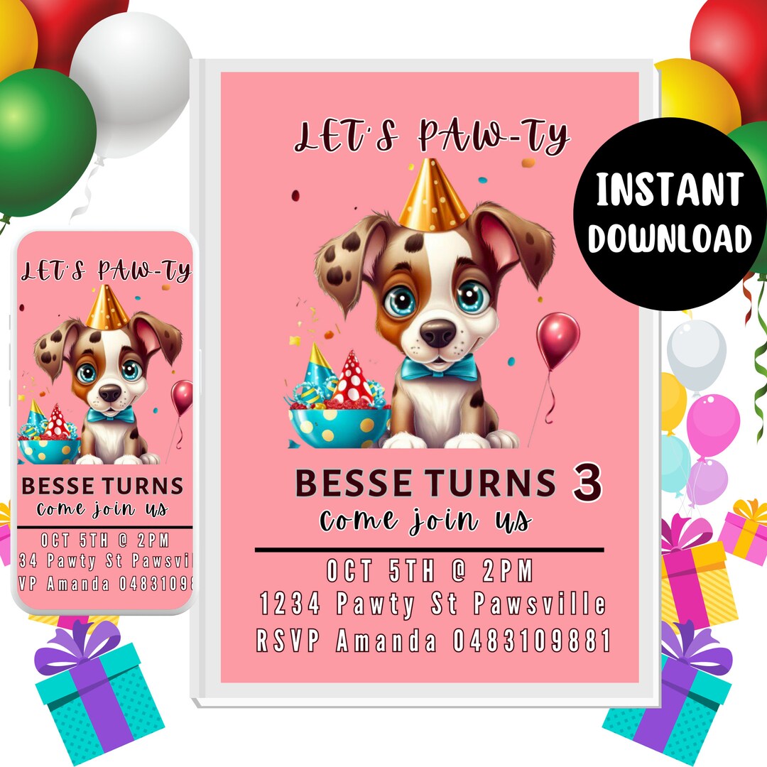 dog-party-invitation-canva-instant-dowload-dogs-pawty-evite-editable