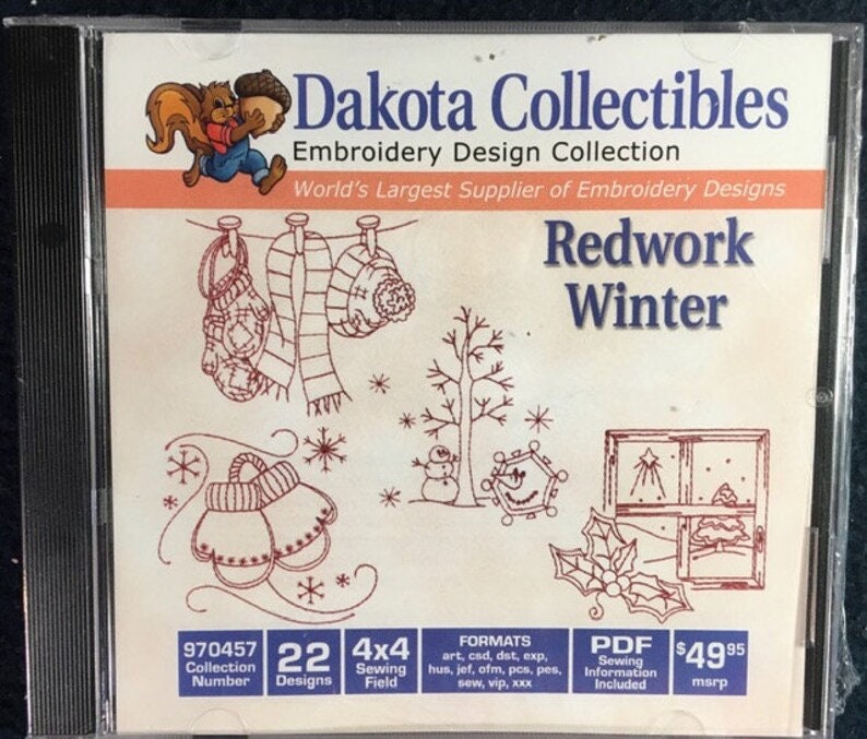 Dakota Collectibles Embroidery Design Collection "redwork Winter" Etsy