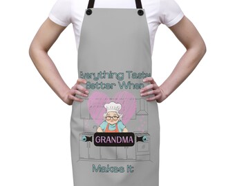 Everything Tastes Better When Grandma Makes It Kitchen Apron Cooking Chef Babushka Mothers Day Birthday Gift Present Best Nana Abuela Granny