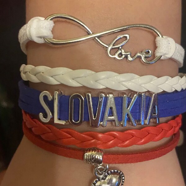 Slovakia Bracelet - Love Infinity - Slovakian Jewelry Gift Present Country Flag Vacation - fifa world cup soccer sports fan olympics 2024