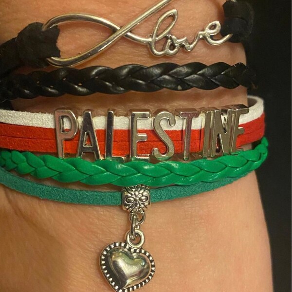 Palestine Bracelet - Love Infinity - Palestinian Jewelry - Gift Present Country Flag Vacation - fifa world cup soccer sports fan olympics