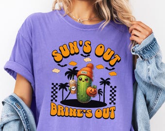 Comfort Colors® Summer Halloween Shirt, Funny Summer Tshirt, Halloween Pickle Shirt, Pickle Lover Tee, Pickle Shirt, Spooky Summer Tee