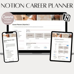 Notion Career Planner and Job Search Tracker, Neutral Aesthetic