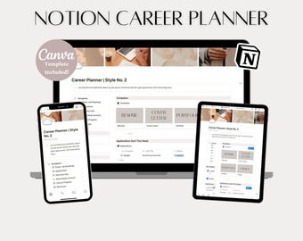 Notion Career Planner and Job Search Tracker, Neutral Aesthetic