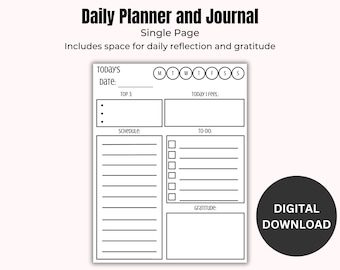 Daily Planner and Journal Printable, GoodNotes Daily Planner Single Page