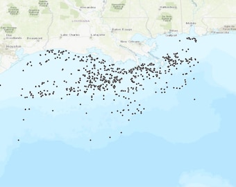 Gulf of America Offshore Platforms Fishing Map - Garmin - Lowrance- Simrad - Hummbird  - iPhones -Android - Fish finders - GPS - MAC - PC