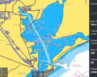 Galveston Bay Hotspots Fishing Map - Garmin - Lowrance- Simrad - Hummbird  - iPhones -Android - Fish finders - GPS - MAC - PC