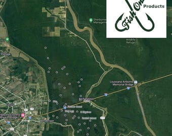 Henderson Louisiana Fishing Map - Garmin - Lowrance- Simrad - Hummbird  - iPhones -Android - Fish finders - GPS - MAC - PC